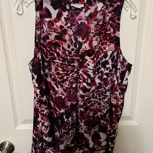 Liz Claiborne Women's Sleeveless Top - Red and Purple Print